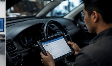 Vehicle diagnostic tablet in use