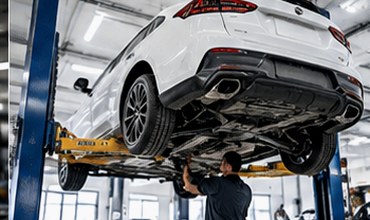 Vehicle raised for maintenance