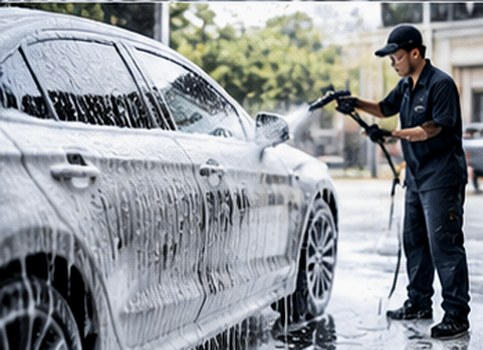 Vehicle being washed