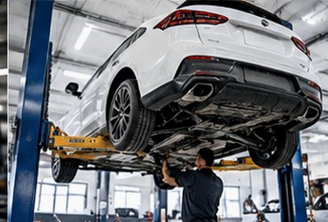 Vehicle raised for inspection