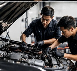 Mechanics working together in the workshop